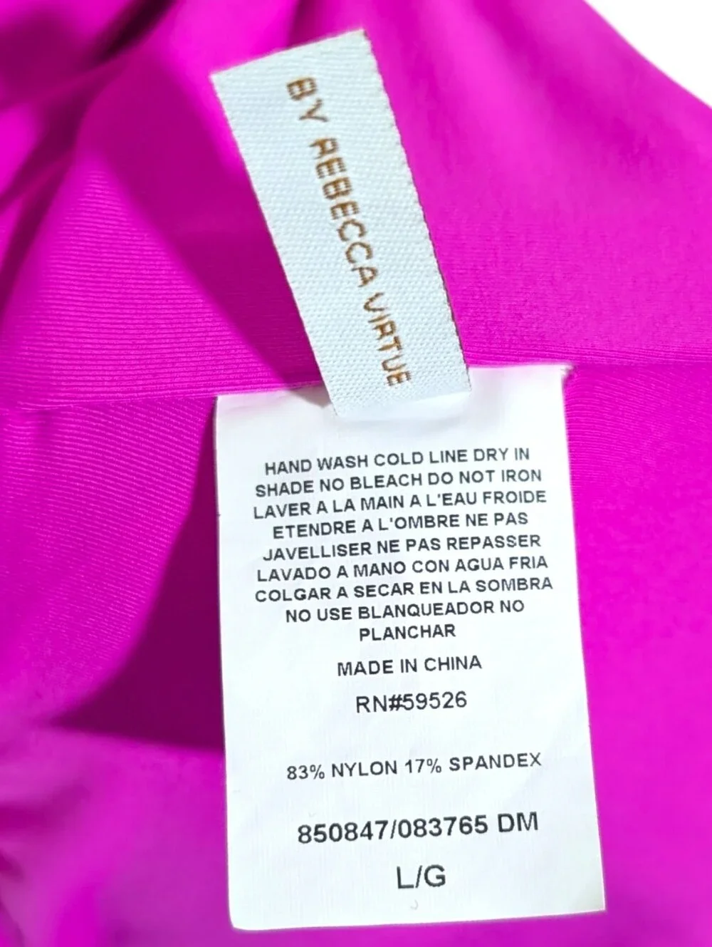 BECCA by Rebecca Virtue Magenta Pink One Piece Swimsuit V-Wire Tie Back Large